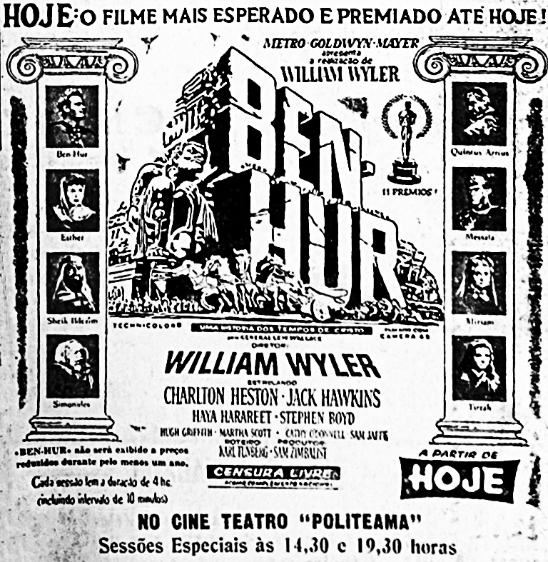 Anúncio do filme Ben-Hur publicado em "O Jornal", de 28 de dezembro de 1962.