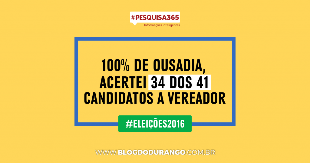 Durango Duarte - 100% de ousadia, acertei 34 dos 41 candidatos a vereador