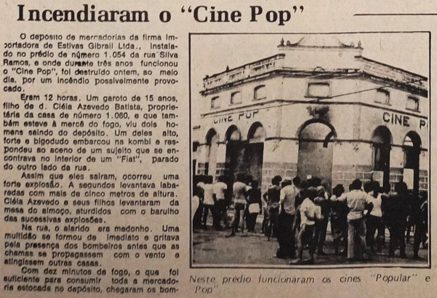 1980: Prédio do antigo Cine Pop foi destruído por um incêndio